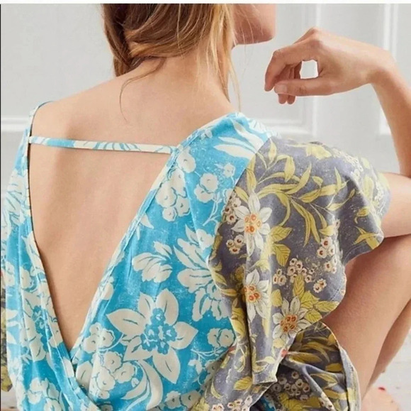 Daily Practice Anthropologie Tiered Ruffle Floral Flutter Sleeve Mini Dress(XS) - Picture 2 of 13